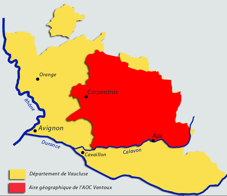 Carte viticole AOC Ventoux