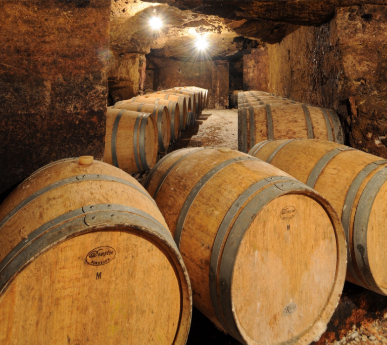Chai de Vignobles Dulon avec barriques