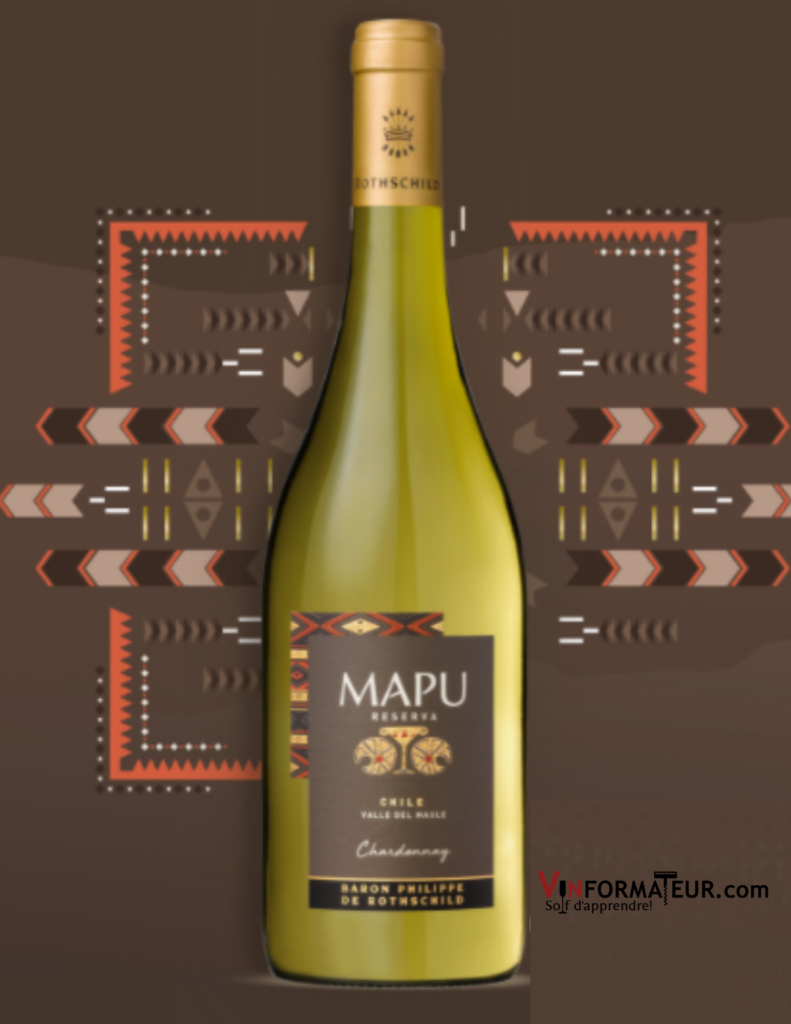 Mapu, Chardonnay, Reserva, vin blanc, Chili, Valle del Maule, Baron Philippe de Rothschild, 2019