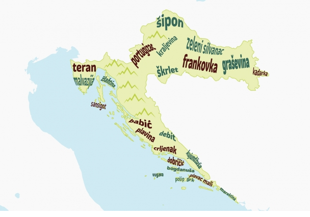 Carte des cépages - Croatie