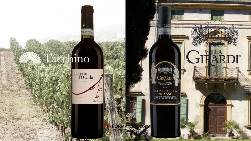 Deux très beaux vins du nord de l’Italie! Dolcetto d’Ovada Tacchino et Ripasso de Villa Girardi.