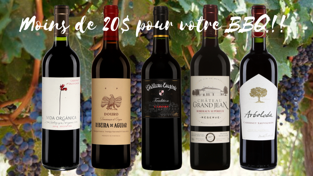 5 beaux vins rouges sous les 20$ pour votre BBQ!