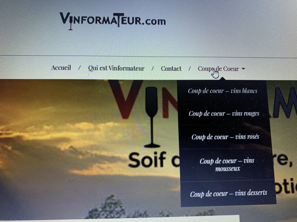 Section Vins Coups de Coeur site web Vinformateur.com