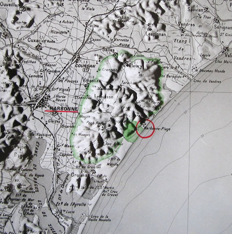 Carte viticole de l'appellation La Clape