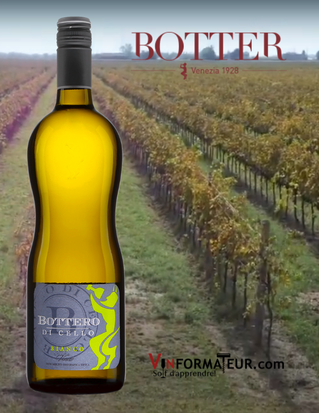 Bouteille d e Bottero di Cello, Bianco, Italie, Vino de Tavola avec vignobles