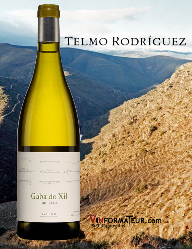 Bouteille de Gaba do Xil, Godello, Espagne, Galice, Valdeorras, Compania de Vinos Telmo Rodriguez,2019 avec vignobles