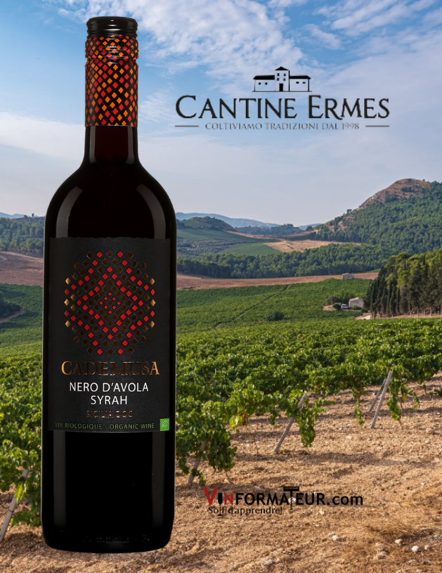 Cademusa, Nero d’Avola, Syrah, Italie, Sicile, Cantine Ermes, vin rouge bio, 2019
