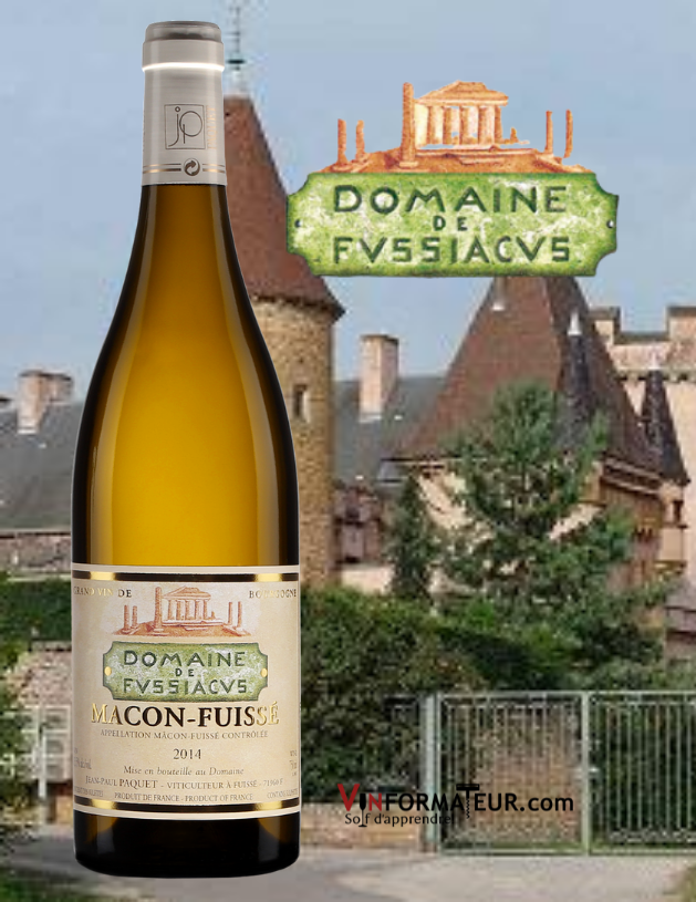 Bouteille de Mâcon-Fuissé, Domaine de Fussiacus, France, Bourgogne, Mâconnais, vin blanc, 2019