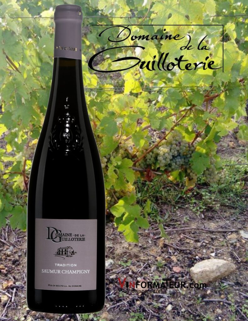 Bouteille de Domaine de la Guilloterie, France, Val de Loire, Saumur-Champigny, Tradition, vin rouge, 2018 et vignobles