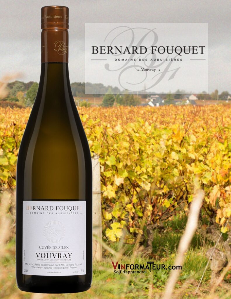 Bouteille de Cuvée de Silex, Domaines des Aubuisières, Bernard Fouquet, Val de Loire, Vouvray, 2019 avec vignobles