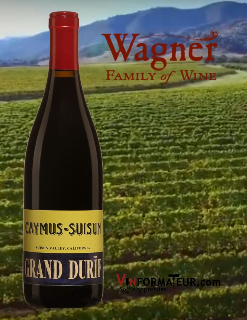 Bouteille de Caymus-Suisun, Grand Durif, Californie, North Coast, Suisun Valley, 2018 avec vignobles