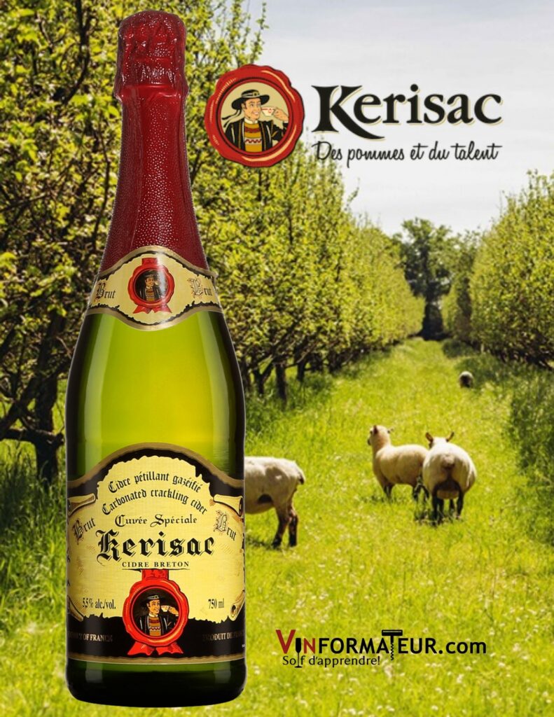 Bouteille de Kérisac, Cuvée Spéciale, France, Bretagne, cidre Breton Brut avec pommiers