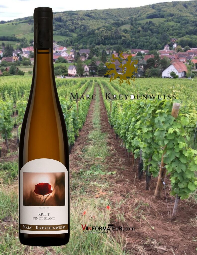 Bouteille de Kritt, Pinot blanc, France, Alsace, Marc Kreydenweiss, vin blanc bio, 2019 et vignobles