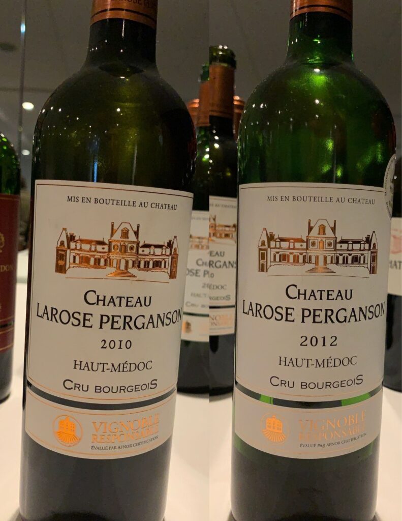 Bouteilles de Château Larose Perganson, Bordeaux, Haut-Médoc, Cru Bourgeois, (Cru Bourgeois Supérieur millésime 2018+), 2010 et 2012