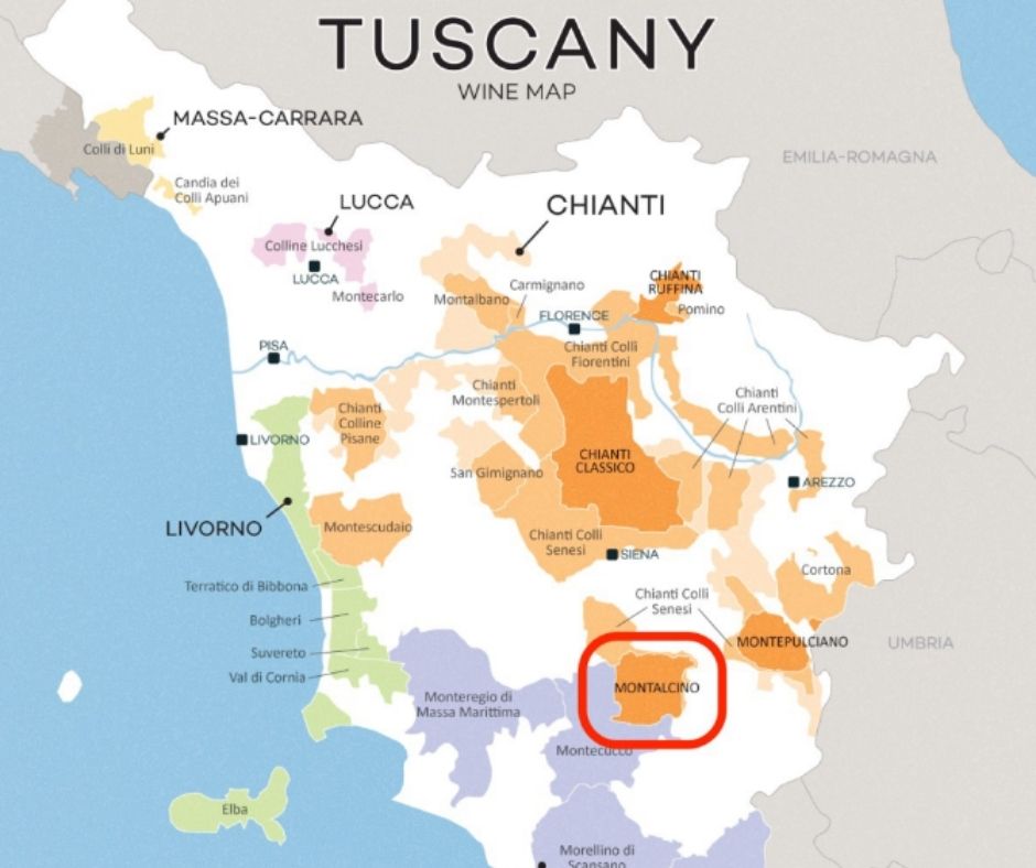 Carte viticole de Toscane