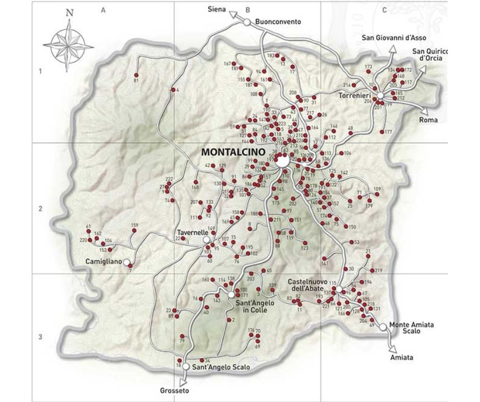 Carte viticole de Montalcino