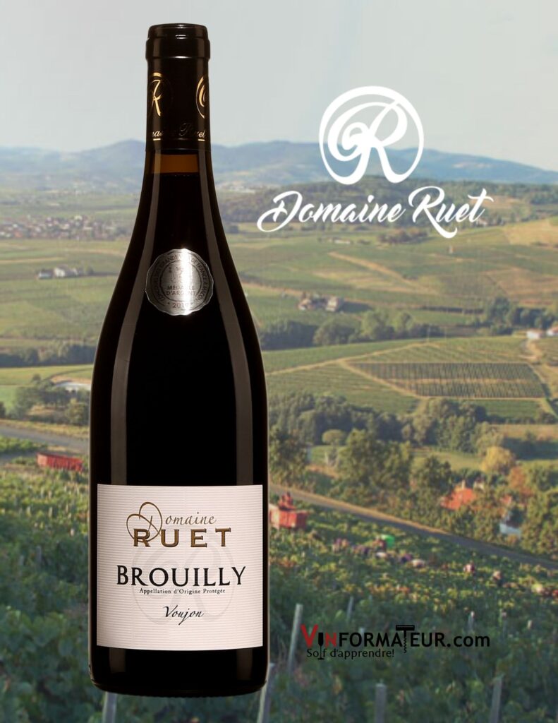 Bouteille de Domaine Ruet, Brouilly AOP, Voujon, Cru du Beaujolais, 2019