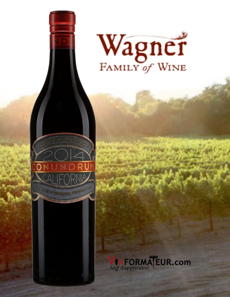 Bouteille de Conundrum, États-Unis, Californie, vin rouge, 2019
