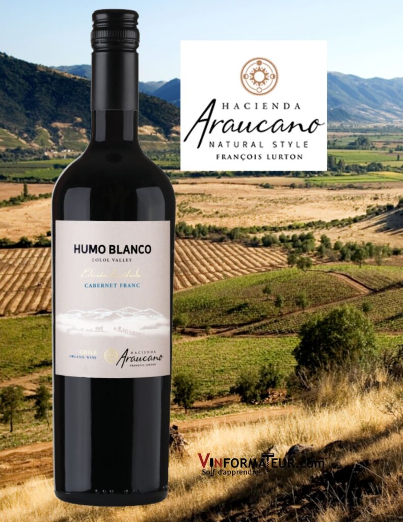 Bouteille de Humo Blanco, Cabernet franc, Chili, Vallée de Colchagua, Vallée de Lolol, vin rouge bio, 2020