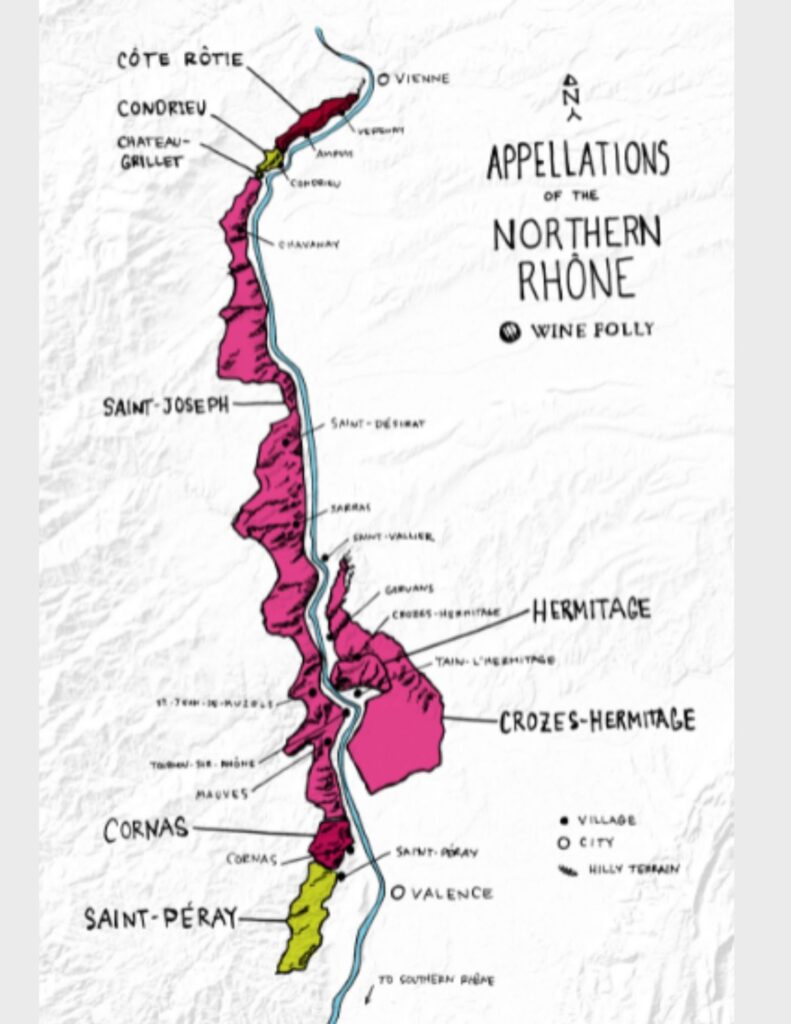 Carte viticole Côtes du Rhône Septentrional - source: winefolly.com