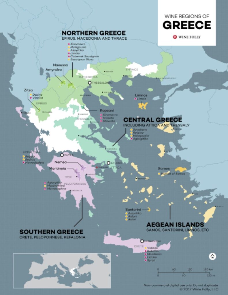 Carte viticole de Grèce (source: winefolly.com)