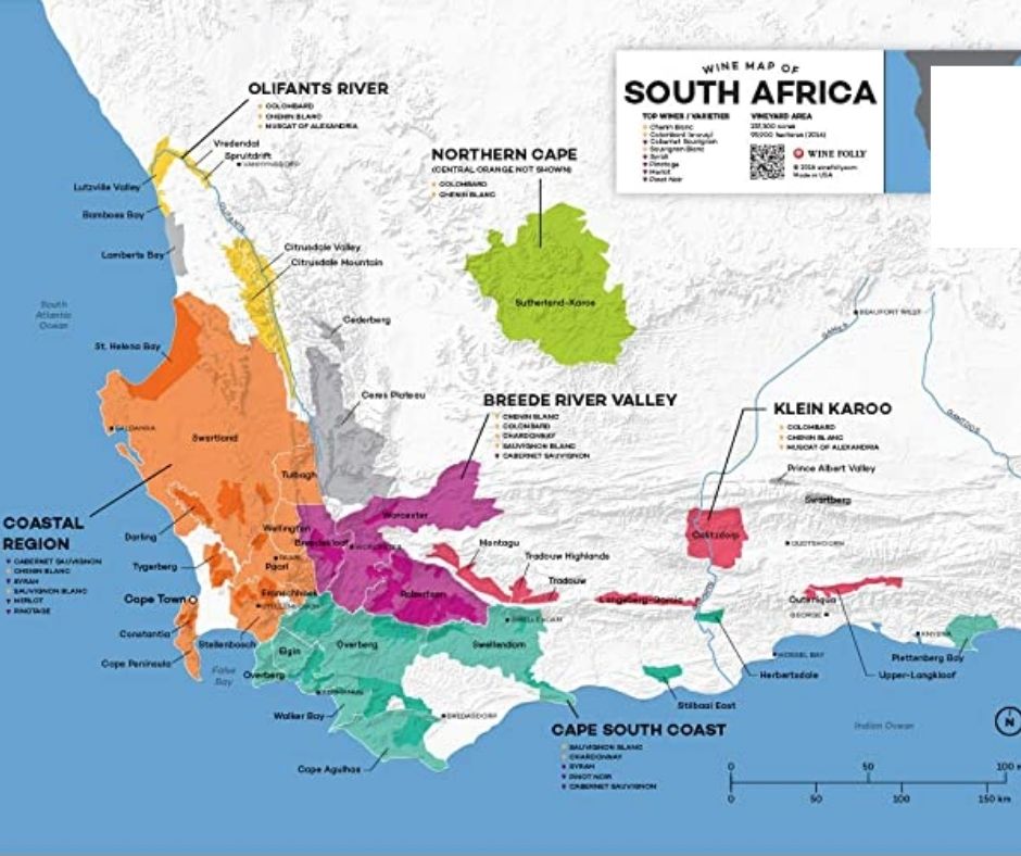 Carte viticole d'Afrique du Sud (source: winefolly.com)
