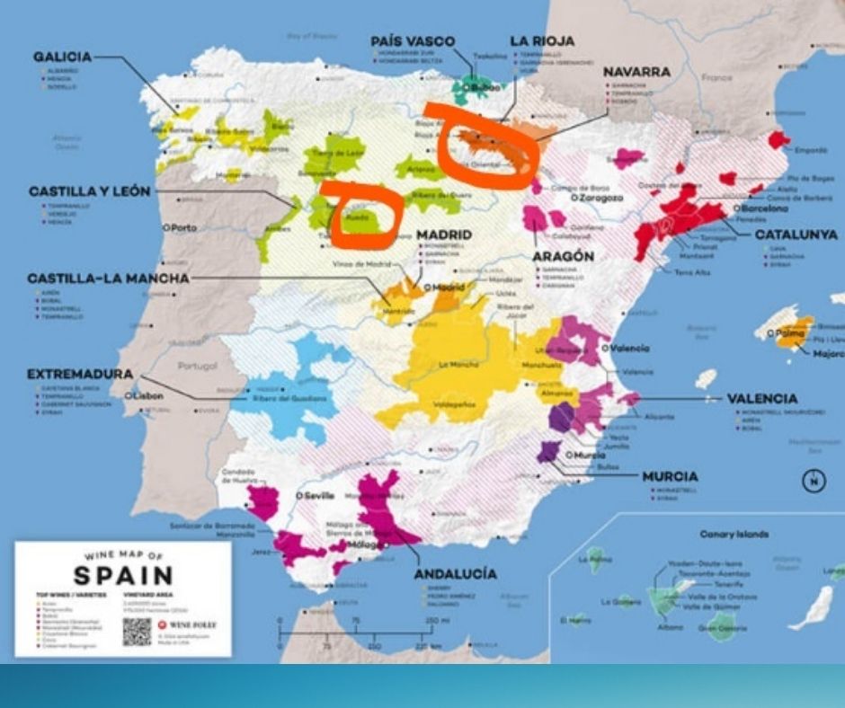 Carte viticole d'Espagne - source: winefolly.com