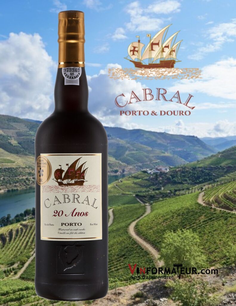 Bouteille de Cabral, Tawny, 20 ans, Portugal, Douro, 750 ml, 54,25$, cépages : Tinto(a) Cão 25 %, Tinta roriz 25 %, Touriga Franca 25 %, Touriga nacional 25 %
