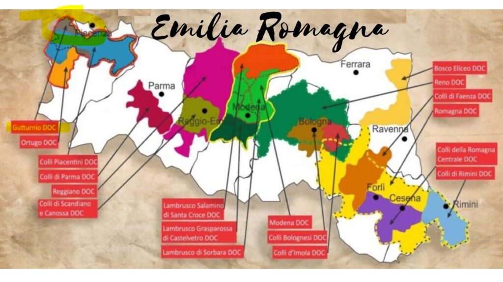 Carte viticole Émilie Romagne