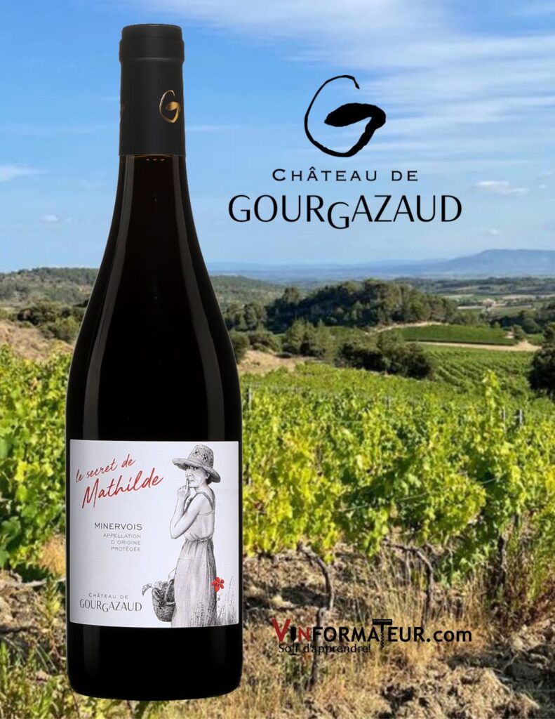 Bouteille de Le Secret de Mathilde, France, Languedoc-Roussillon, Minervois, Château de Gourgazaud, vin rouge, 2018