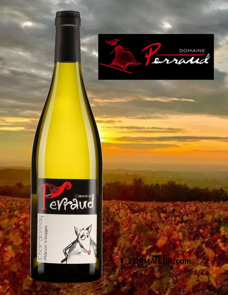 Bouteille de L’œuvre de Perraud, Bourgogne, Mâcon Villages, Domaine Perraud, vin blanc, 2020