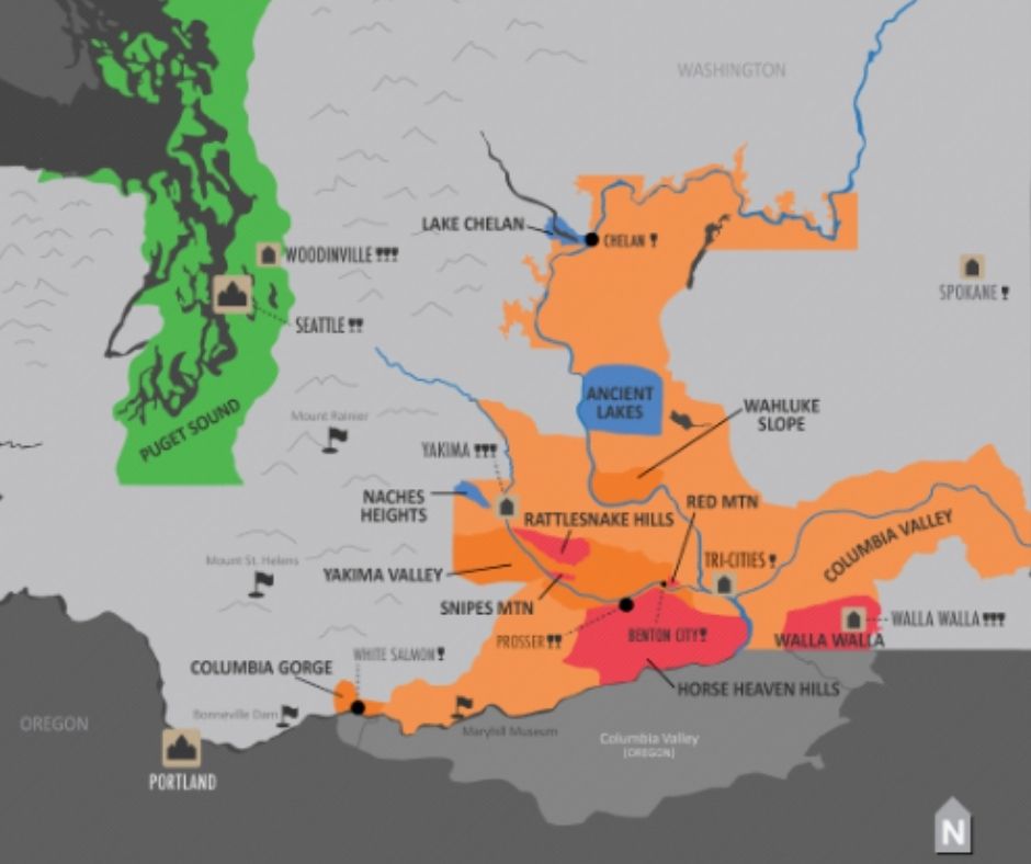 Carte viticole Washington AVA (source: Winefolly.com)