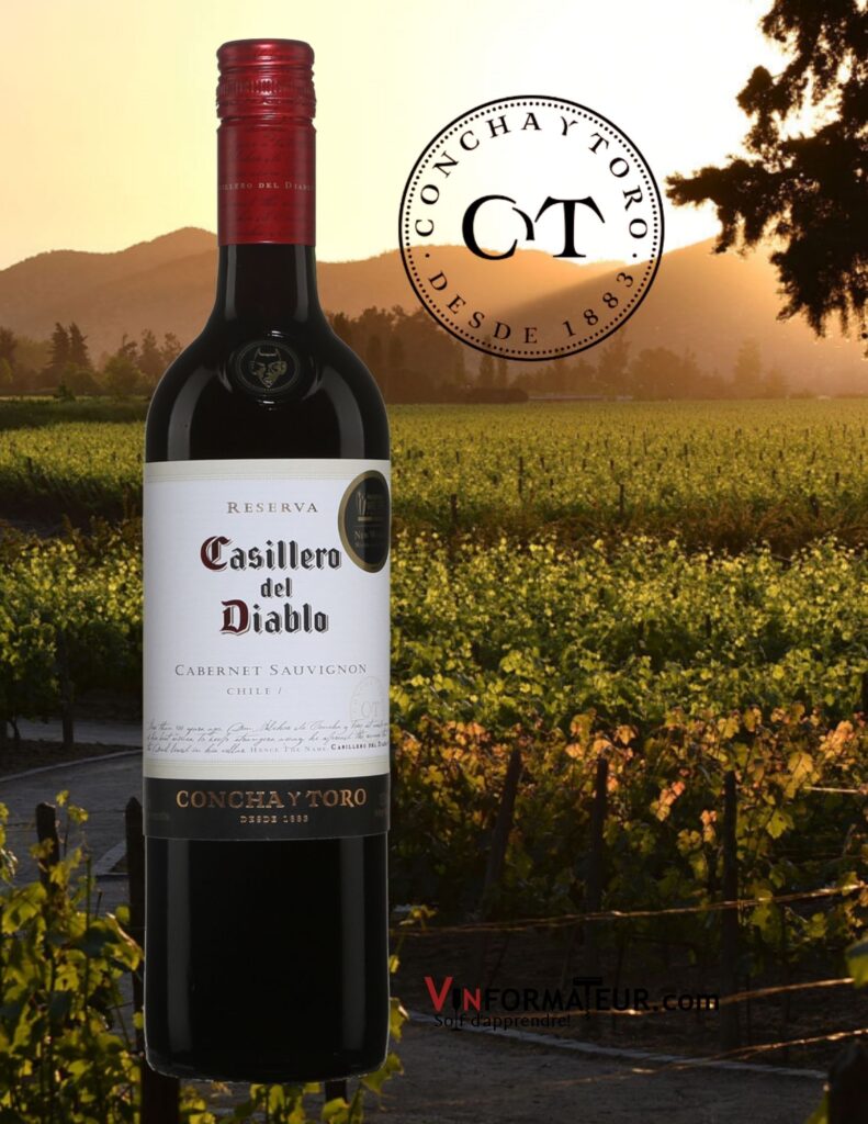 Bouteille de Casillero del Diablo, Concha y Toro, Cabernet-Sauvignon, Reserva, Chili, Valle Central, 2019