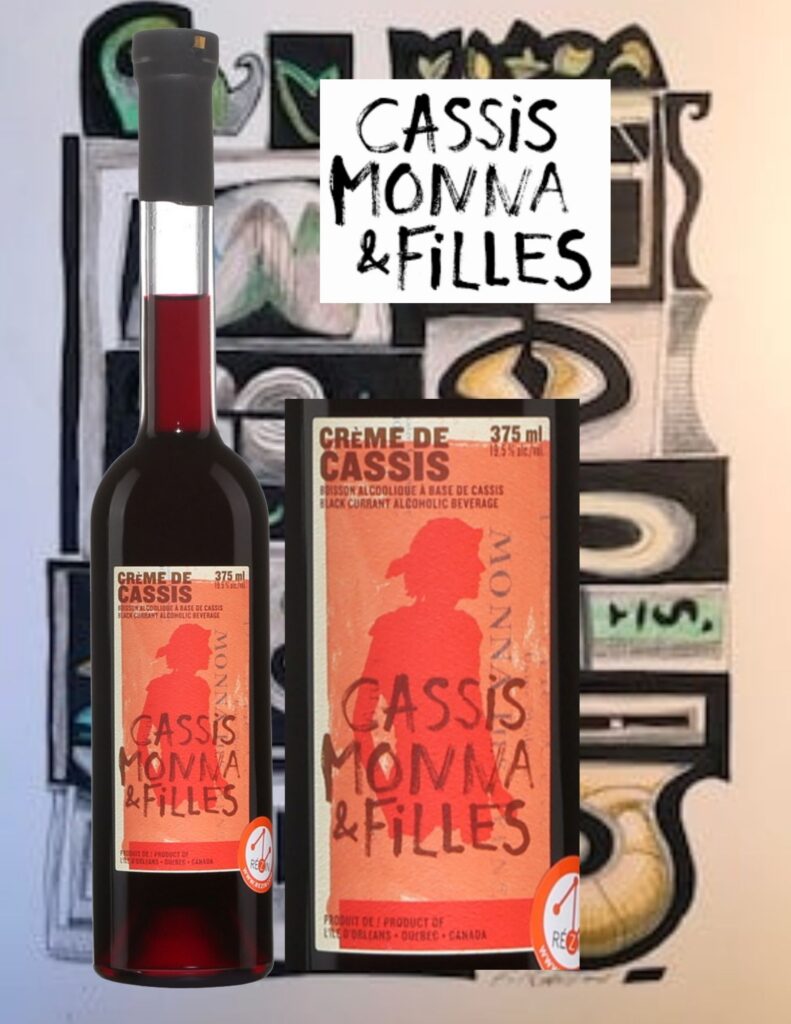 Bouteille de Crème de cassis, Québec, Ile d’orléans, Cassis Monna et Filles, 375 g