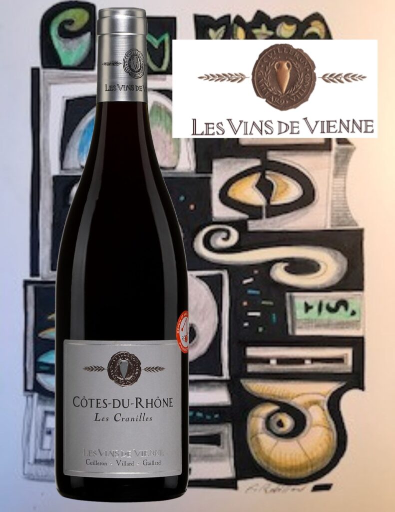 Bouteille de Côtes du Rhône, Les Cranilles, Vallée du Rhône, Les Vins de Vienne, vin rouge, 2019