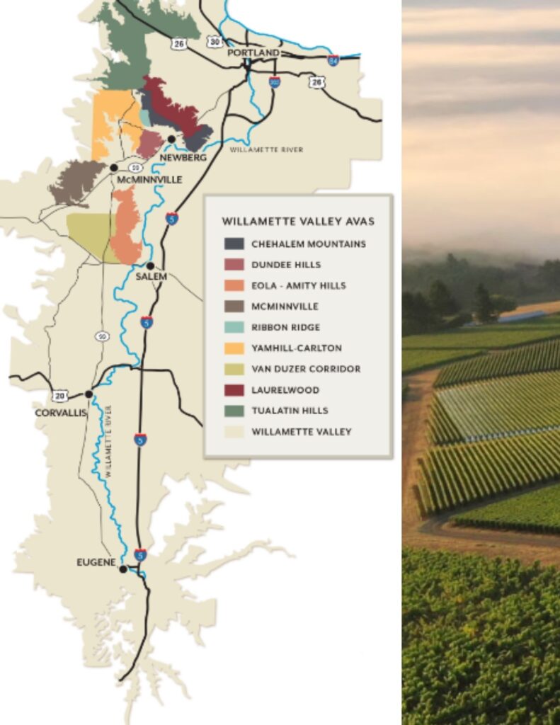 Carte viticole Oregon, Vallée de Willamette