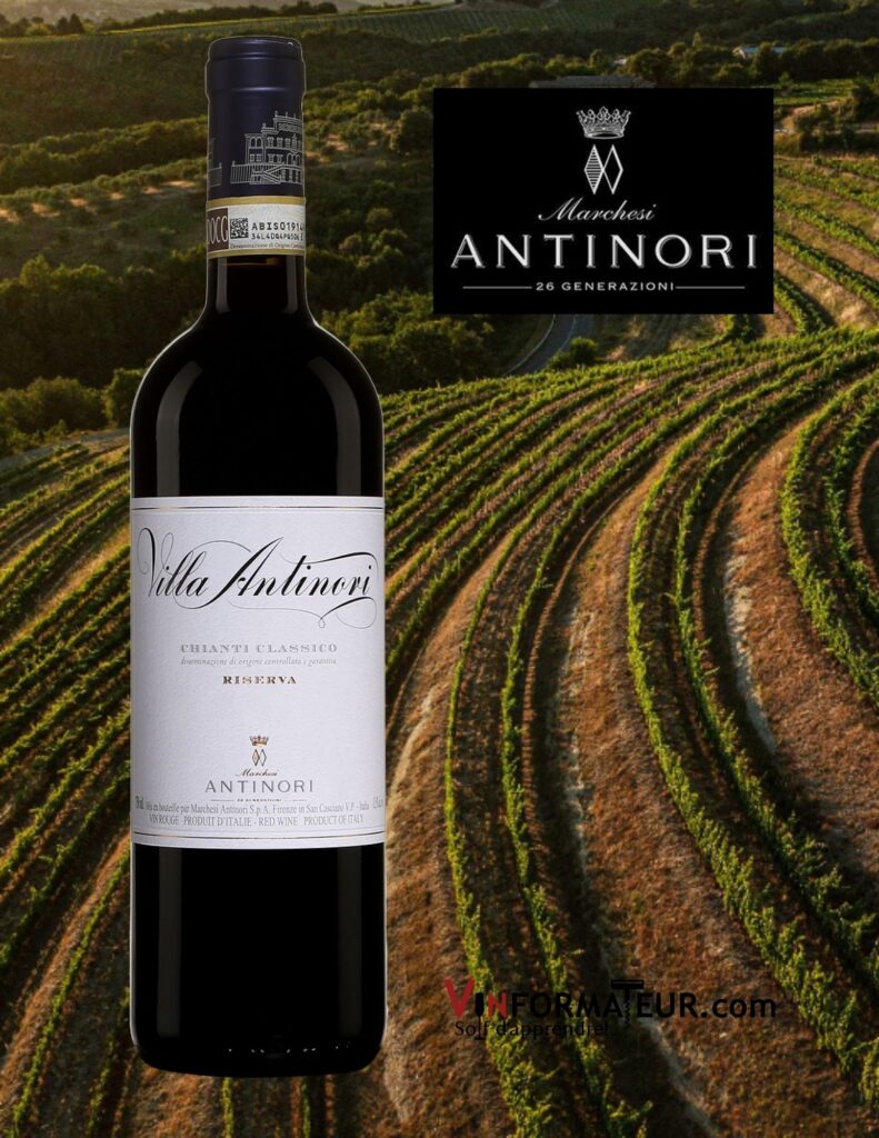 Bouteille de Villa Antinori, Chianti Classico, Riserva, Italie, Toscane, vin rouge, 2018