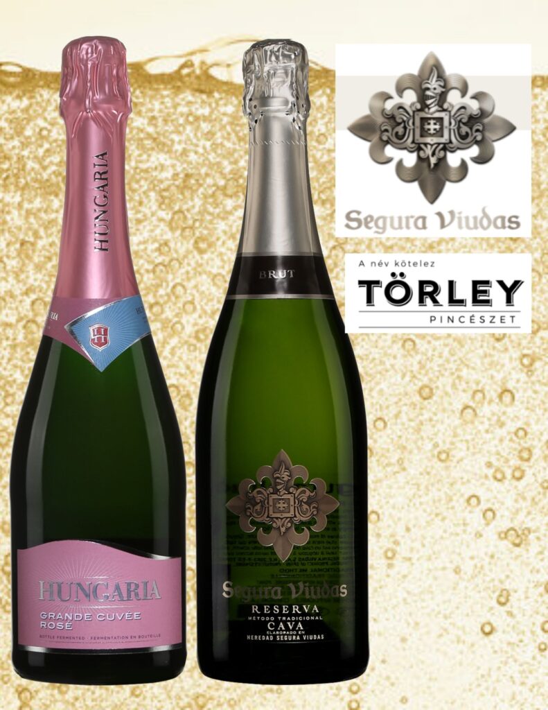 Bouteilles Deux vins mousseux: Hungaria, Grande Cuvée, Rosé, Extra Dry, Hongrie, 13,05$, Segura Viudas, Cava, Reserva, Brut, Espagne, $14.40.