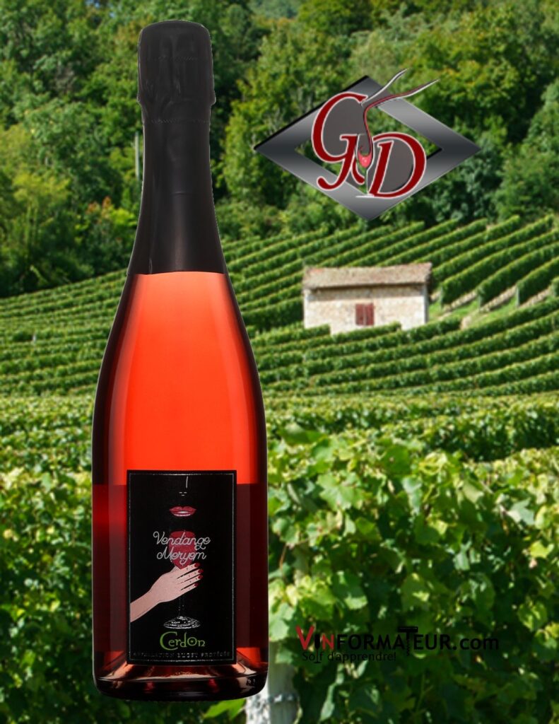 Bouteille de Vendange Meryem, Méthode Ancestrale, Doux, France, AOC Bugey Cerdon, vin mousseux bio