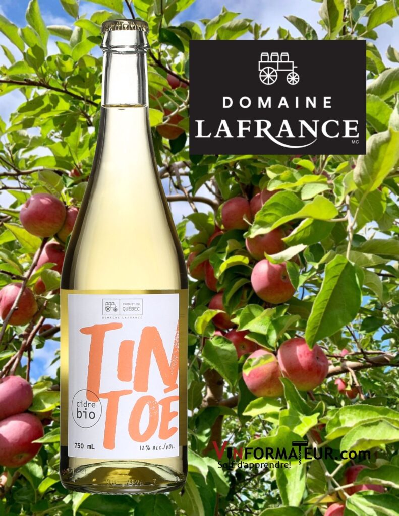 Bouteulle de Tin Toé, Cidre Pétillant bio, Domaine Lafrance, Québec, Saint-Joseph-du-Lac