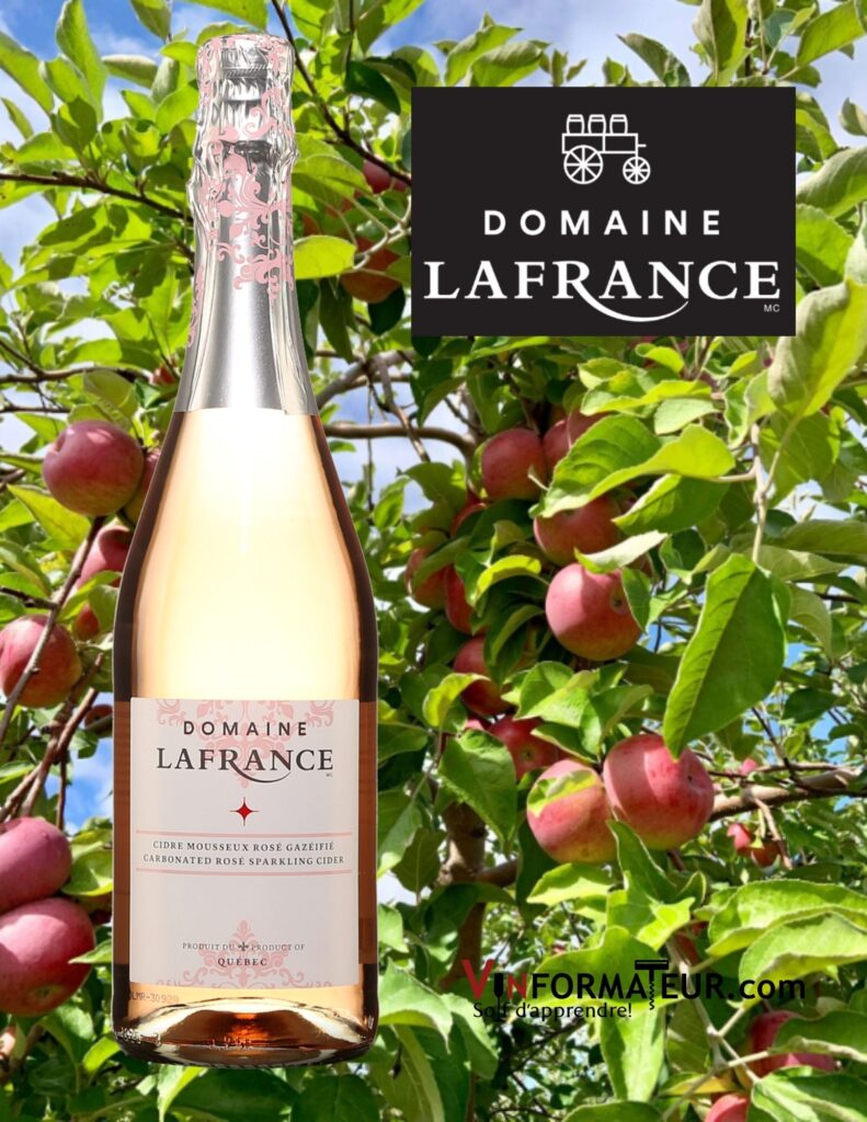 Bouteille de Cidre Mousseux Rosé, Demi-sec, Domaine Lafrance, Québec, Saint-Joseph-du-Lac, 201