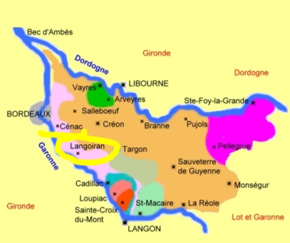 Carte viticole Bordeaux, commune de Langoiran