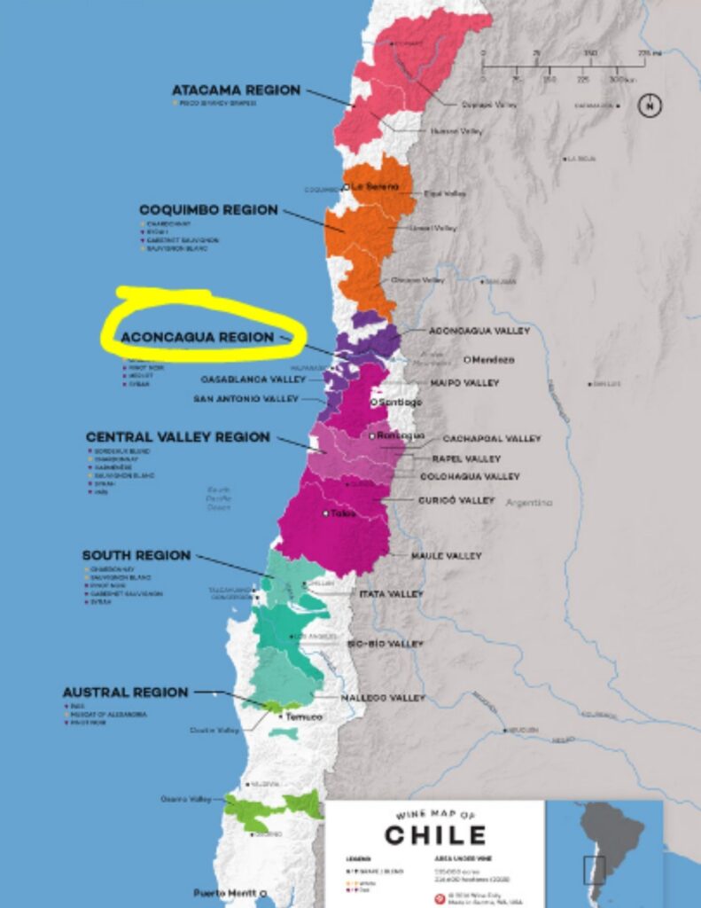 Carte viticole du Chili Valle del Aconcagua: source: winefolly.com