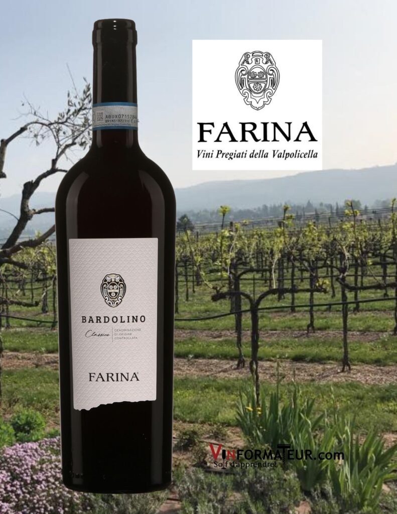 Bouteille de Bardolino, Farina, Italie, Bardolino Classico DOC, vin rouge, 2020