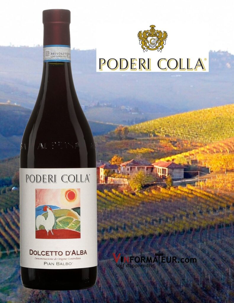 Bouteille de Poderi Colla, Dolcetto d’Alba, ‘’Eticetta Gallo’’, Pian Balbo, 2020