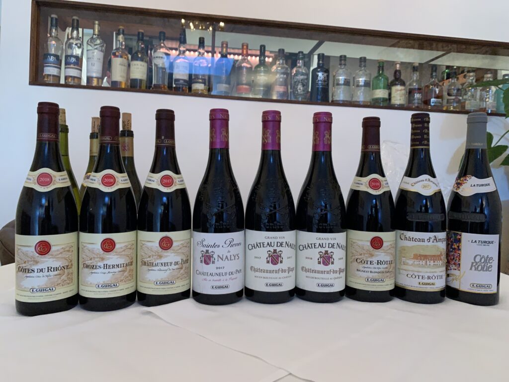 Bouteilles de vins rouges Dégustation des vins rouges de la maison E. Guigal