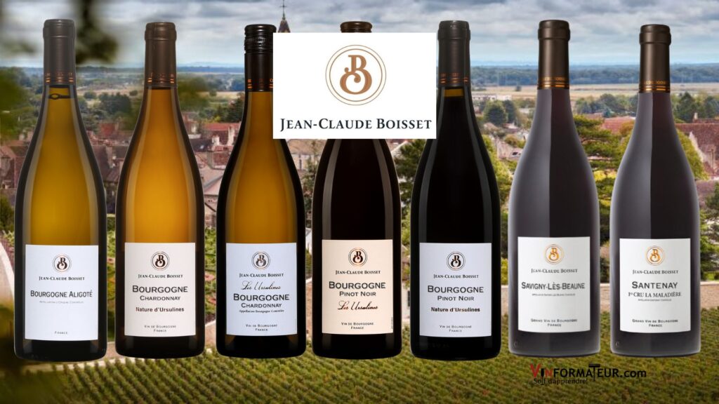 Bouteilles de Vins Jean-Claude Boisset: Les Ursulines en blanc et rouge, Nature d'Ursulines en blanc et rouge, Aligoté bio 2020, Savigny-lès-Beaune et Premier Cru La Maladière.