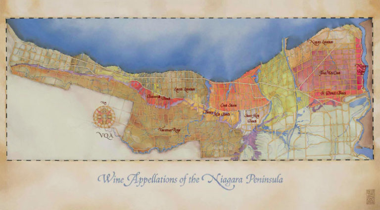 Carte viticole de la Péninsule du Niagara