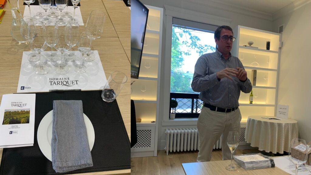 Salle de dégustation agence Élixirs, M. Ithier Bouchard Directeur Commercial Domaine Tariquet