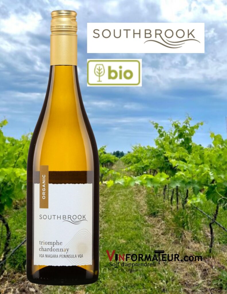 Bouteille de Southbrook, Triomphe, Chardonnay, Ontario, Péninsule du Niagara, vin blanc bio, 2018